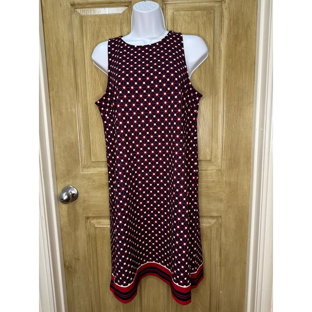 Banana Republic Womens Blue Red White Polka Dot Sleeveless Sheath Dress Size S